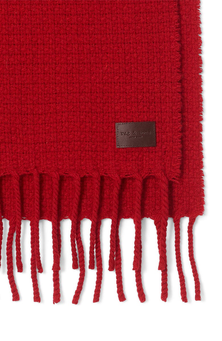 rag & bone Textured Cashmere Scarf, Alternate, color, Fiery Red