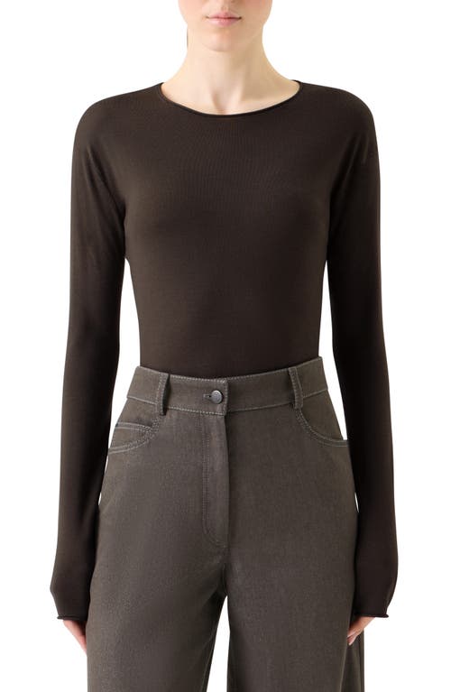 Akris Punto Wool Crewneck Top In Brown