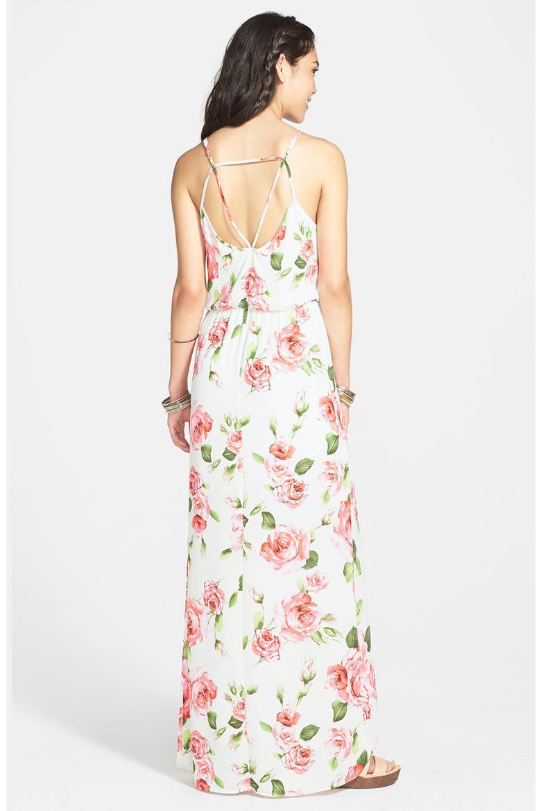 Cage Strap Floral Maxi Dress, Alternate, color, PINK