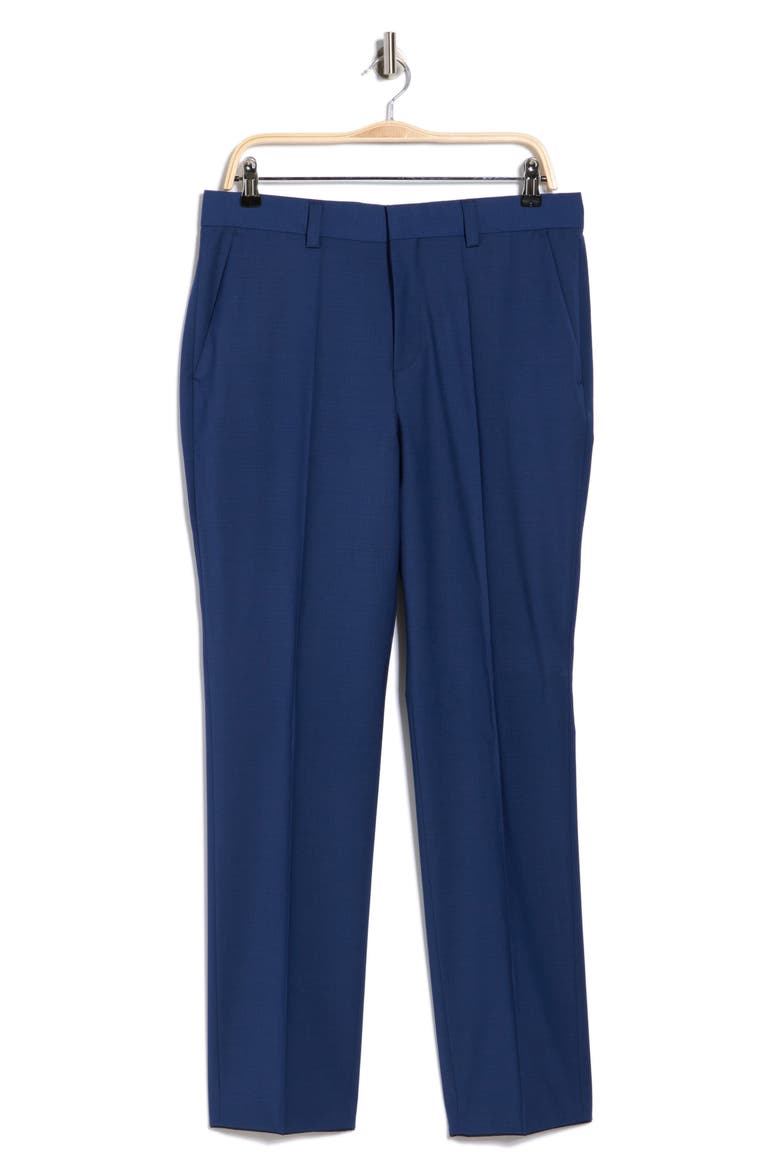 Virgin Wool Blend Flat Front Dress Pants, Alternate, color, OPEN BLUE
