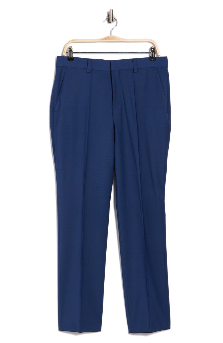 BOSS Virgin Wool Blend Flat Front Dress Pants, Alternate, color, Open Blue