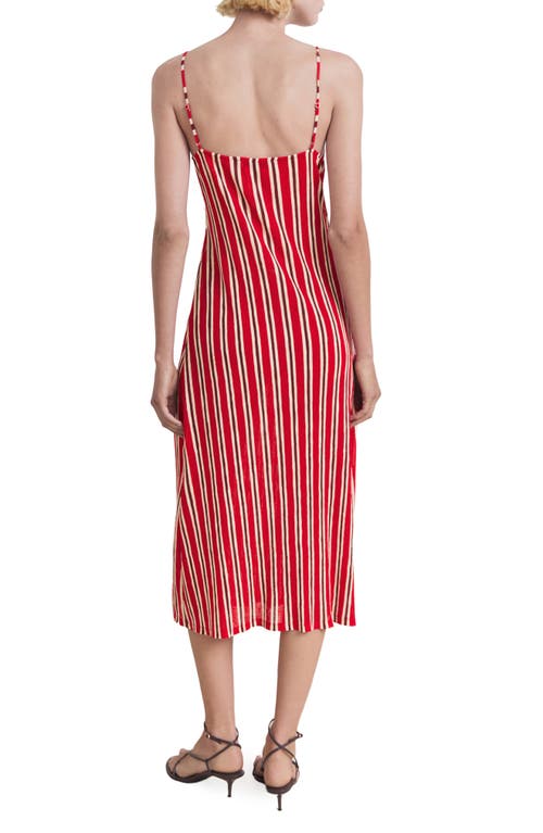 Mango Striped Gathered Dress Red In Multi