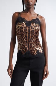 Dolce&Gabbana Leopard Print Satin & Lace Camisole