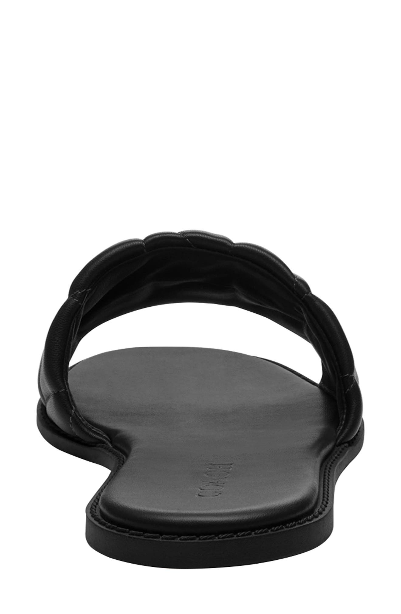 COACH Quilted Flat Slide Sandal, Alternate, color, Black/ Black