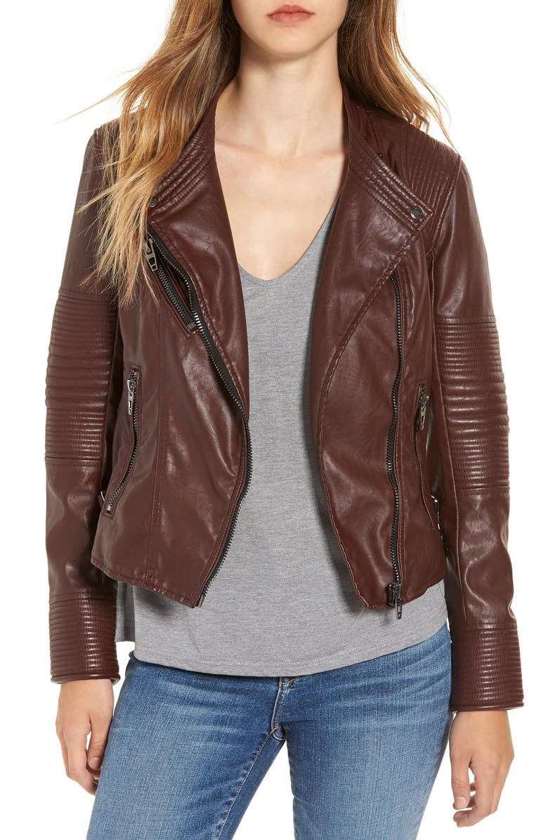 BLANKNYC Quilted Faux Leather Moto Jacket, Main, color, 
