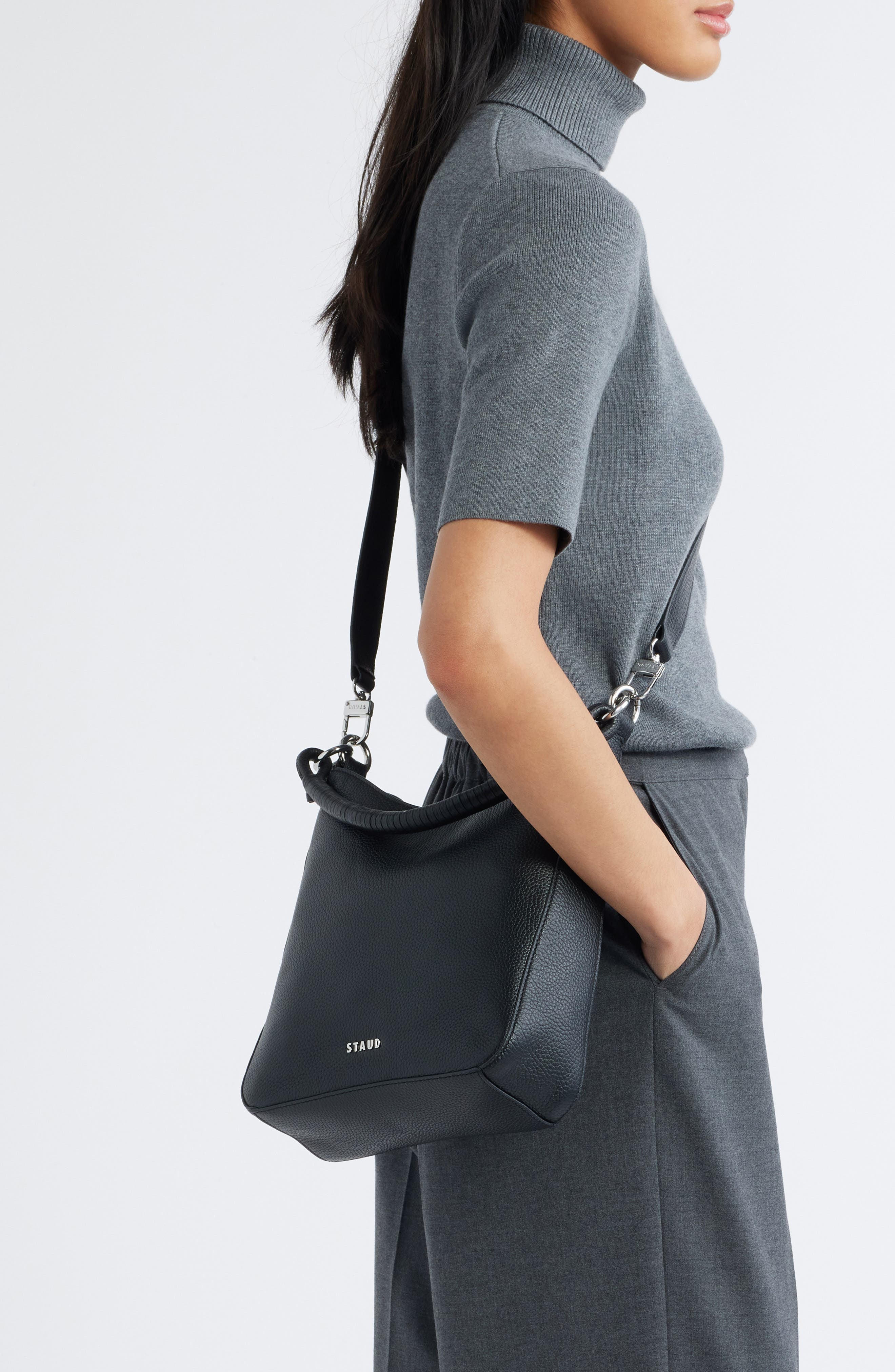 STAUD Mel Leather Shoulder Bag, Alternate, color, 