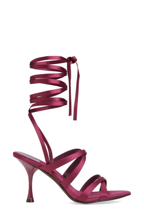Jeffrey Campbell Obsessed Ankle Wrap Sandal In Berry Satin