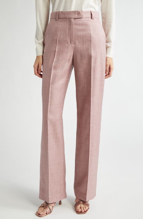Eleventy Wool-silk-linen Straight Trousers In Rose
