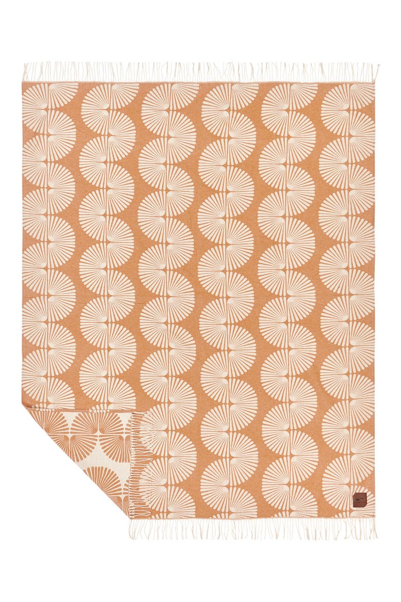 Sidewinder Fringe Trim Cotton Blanket, Main, color, BROWN