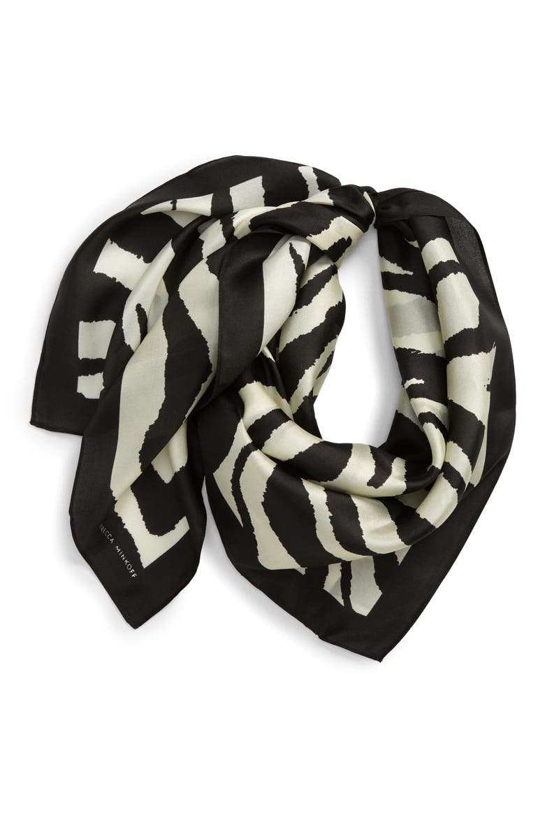 Zebra Stripe Square Silk, Main, color, BLACK