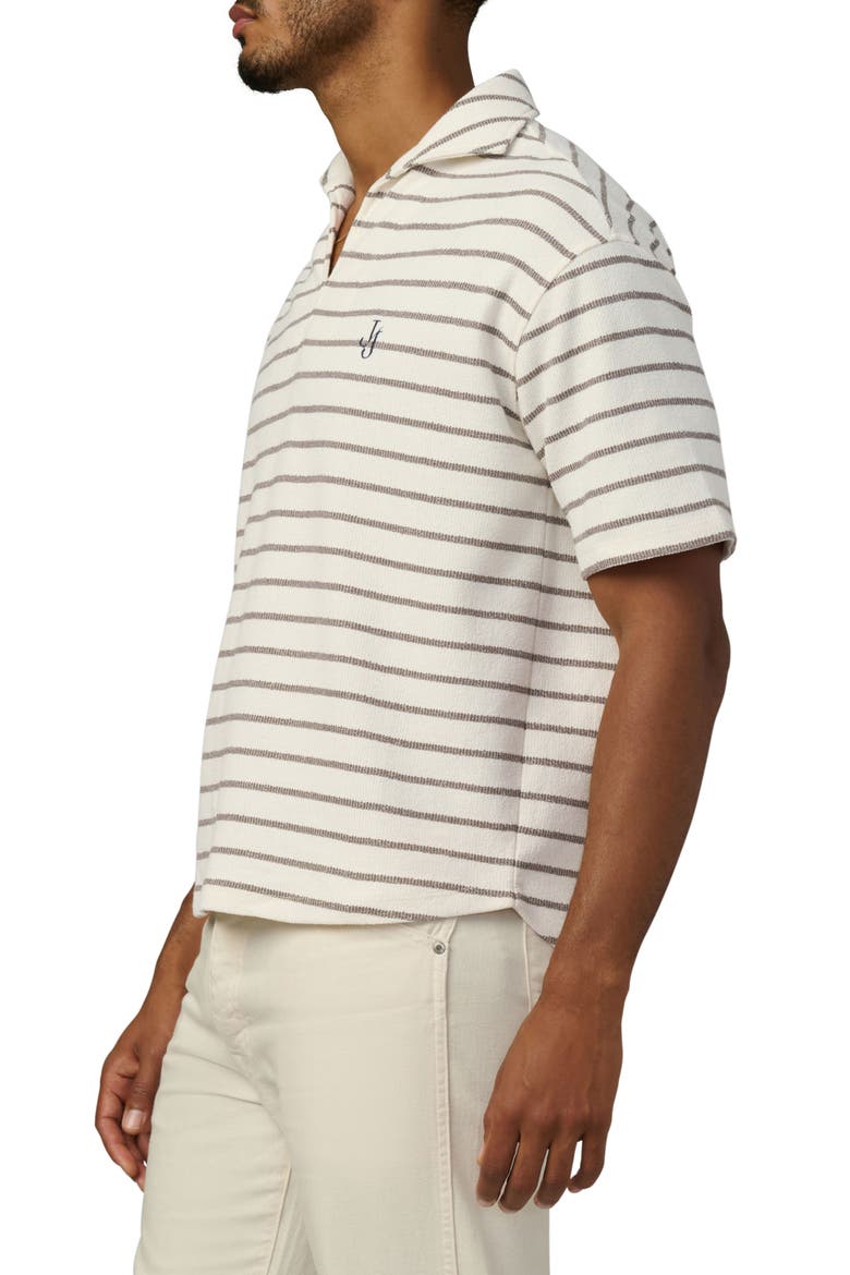Mariner Stripe Textured Cotton Blend Johnny Collar Polo, Alternate, color, MOREL STRIPE