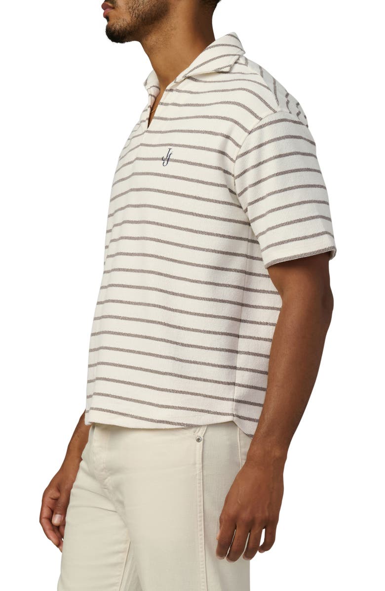 Joe's Mariner Stripe Textured Cotton Blend Johnny Collar Polo, Alternate, color, Morel Stripe