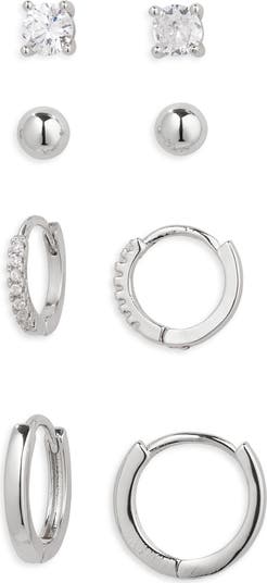 Set of 4 Demi Fine Essentials Stud & Hugging Hoop Earrings