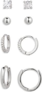 Nordstrom Set of 4 Demi Fine Essentials Stud & Hugging Hoop Earrings