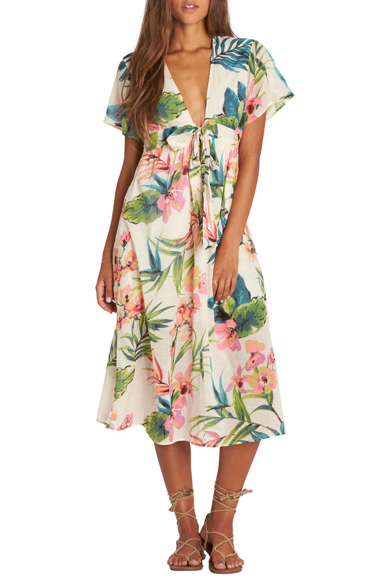 Rolling Seas Print Midi Dress, Alternate, color, WHITE CAP