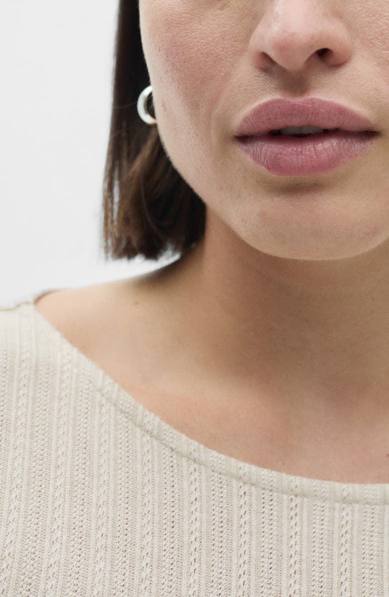 MANGO Pointelle Long Sleeve T-Shirt, Alternate, color, Light/ Pastel Grey