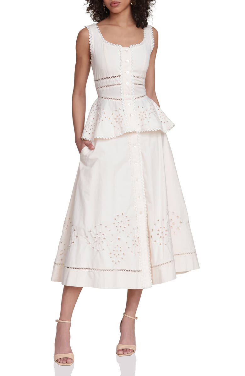 Avec Les Filles Cotton Eyelet A-Line Midi Skirt, Alternate, color, Cream