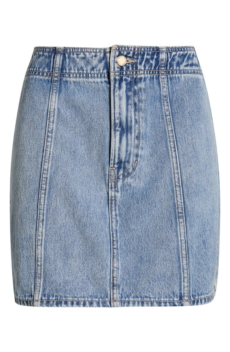 Veronica Beard Marquita Denim Miniskirt, Main, color, Silver Dust
