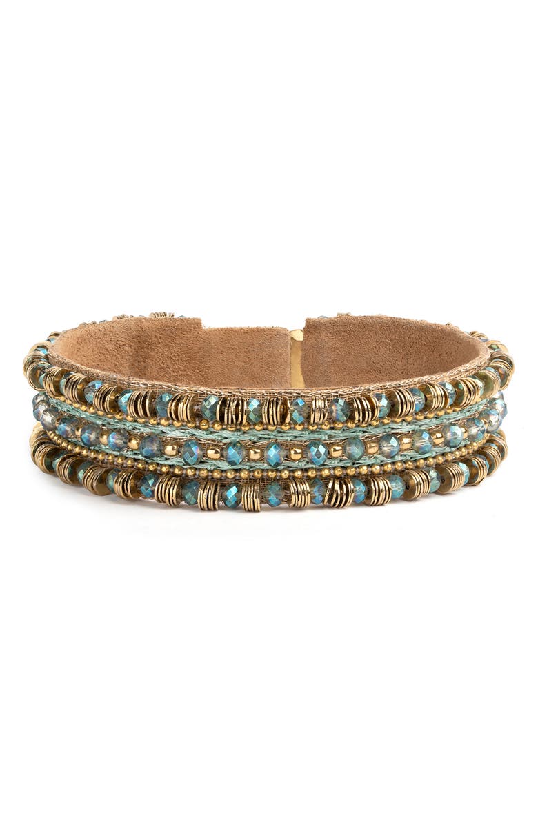 Deepa Gurnani Milani Cuff Bracelet, Main, color, Teal