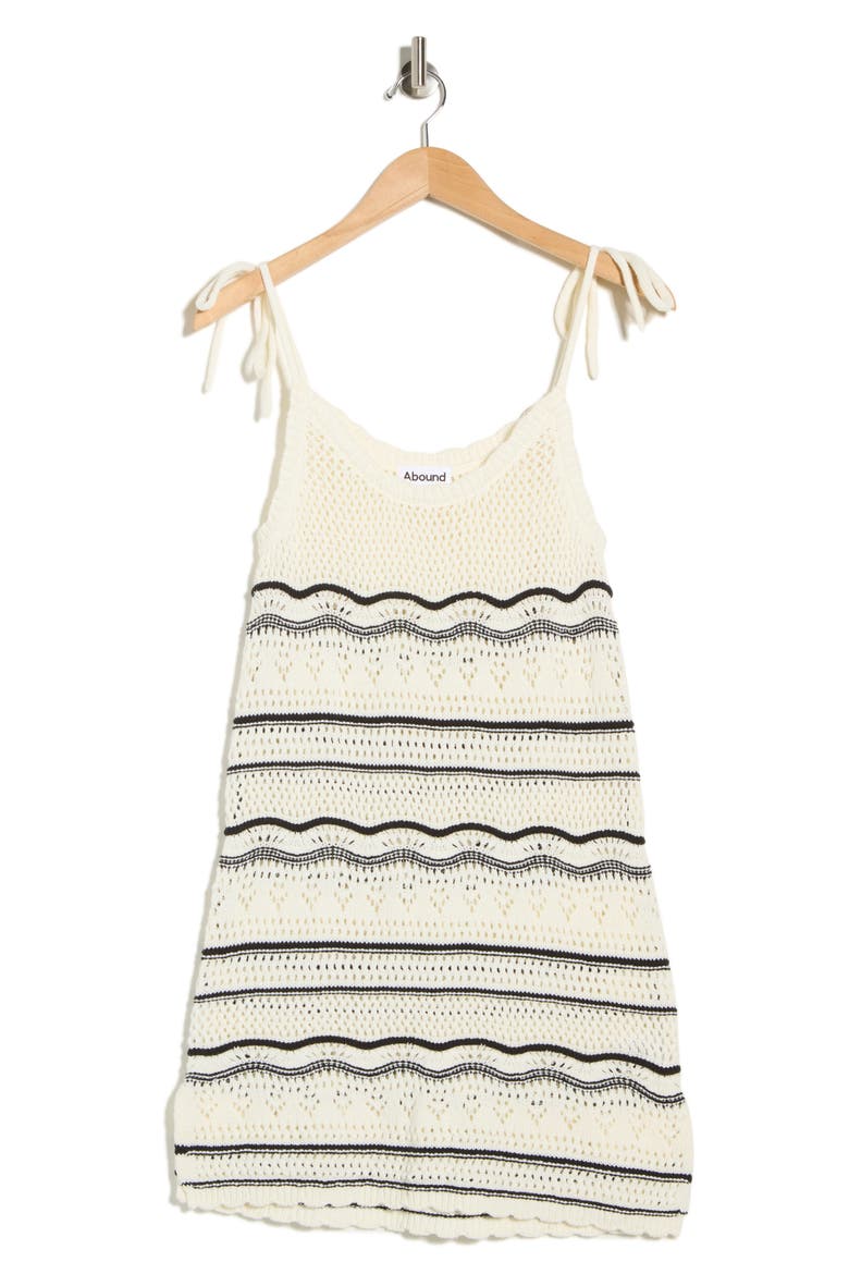Stripe Open Knit Minidress, Alternate, color, IVORY MULTI