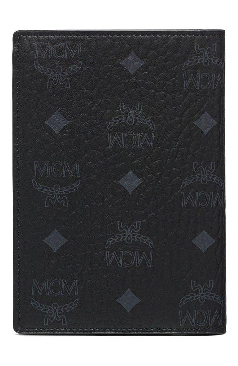 MCM Ottomar Passport Holder in Visetos, Alternate, color, Black