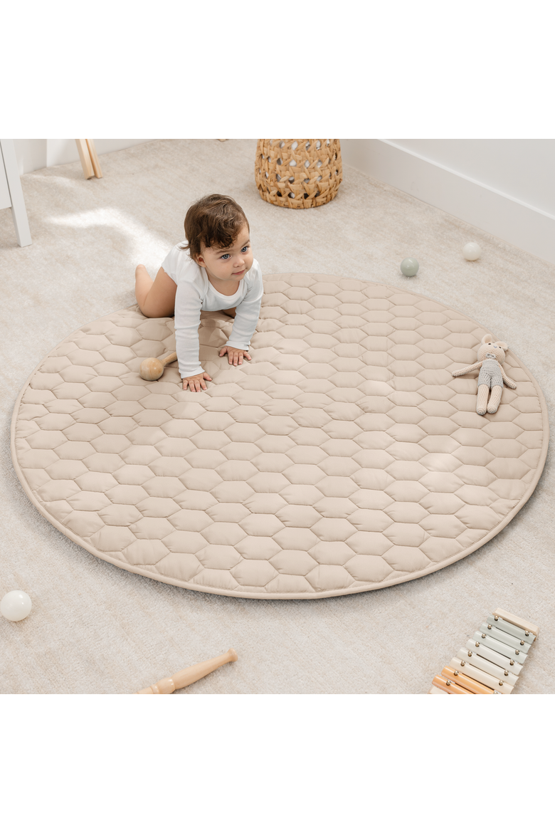 Premium Play Mat with Non-Slip Bottom, Round, Alternate, color, Sand