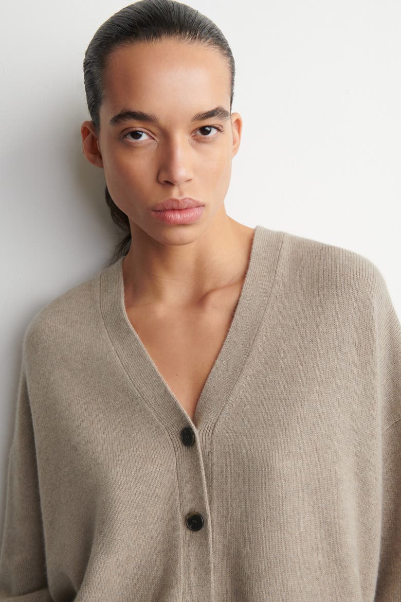 Cashmere V-Neck Cardigan, Alternate, color, BEIGE