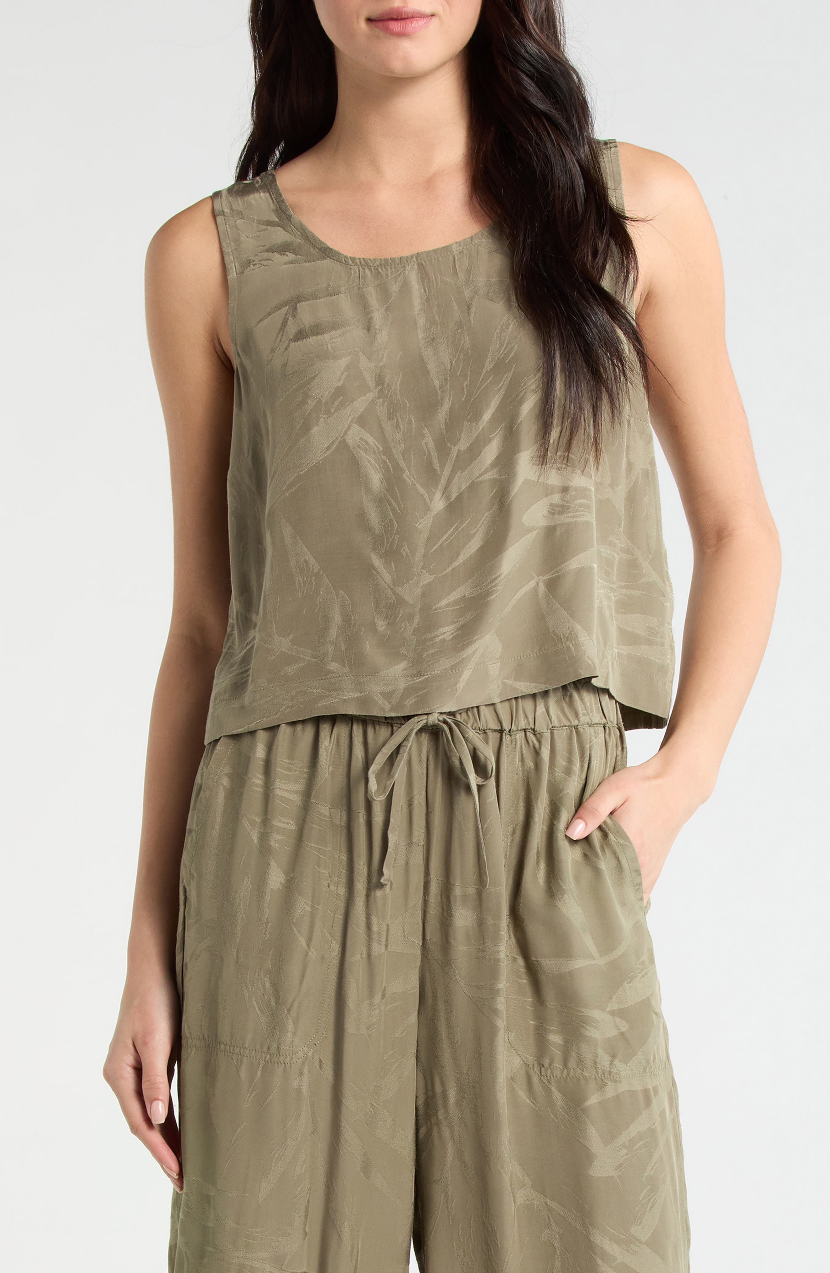 Splendid Maven Jacquard Crop Tank In Brown