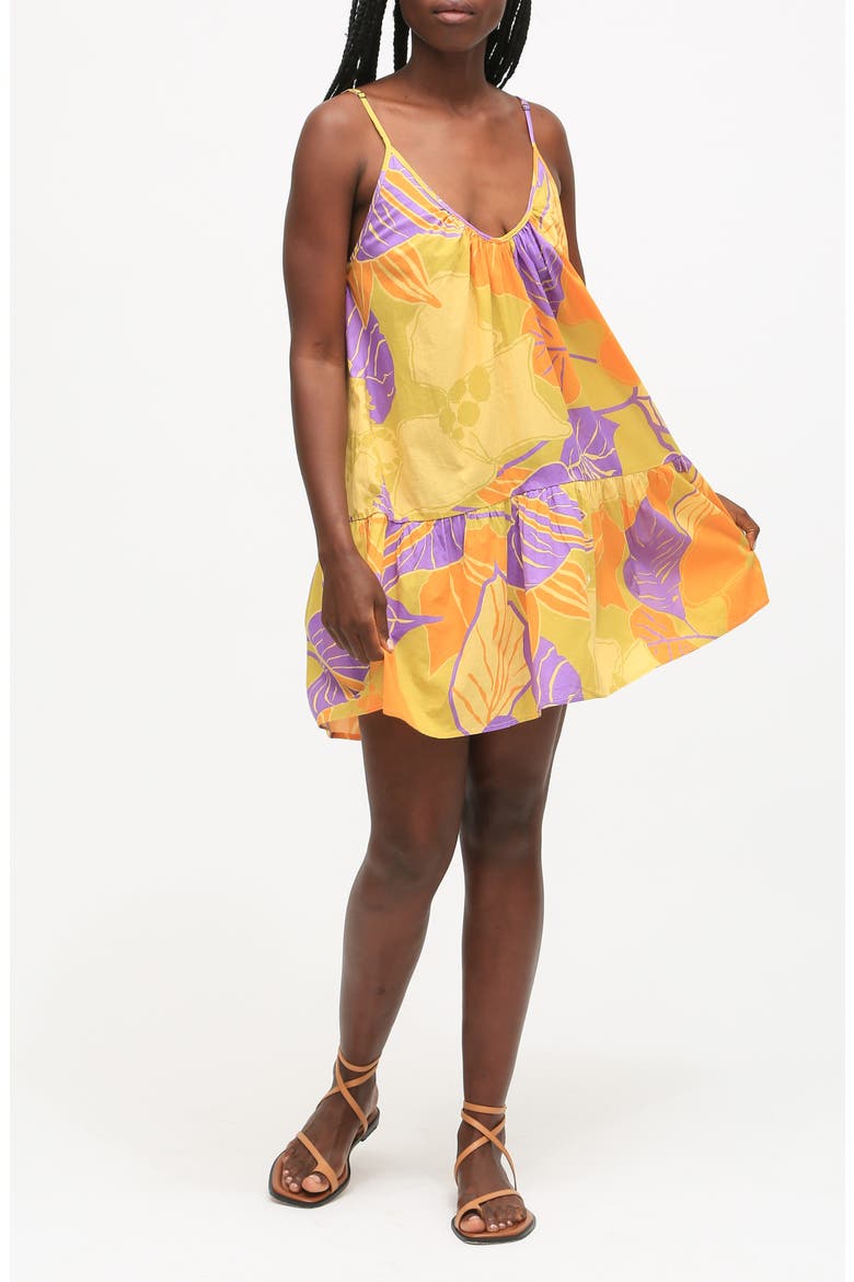 Sofia Floral Cotton Minidress, Main, color, OCHRE