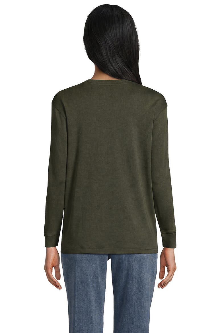 Cotton Relaxed Long Sleeve Crew Neck, Alternate, color, Forest Moss