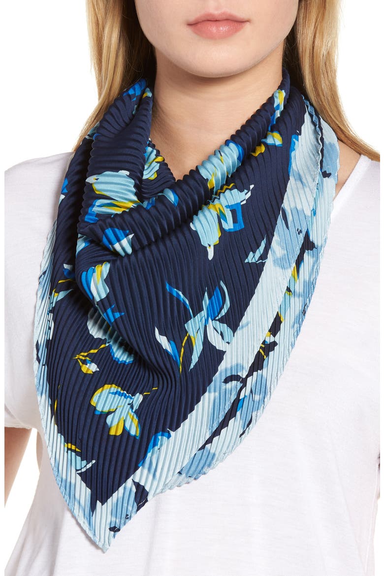 Pleated Scarf, Main, color, NAVY COMBO