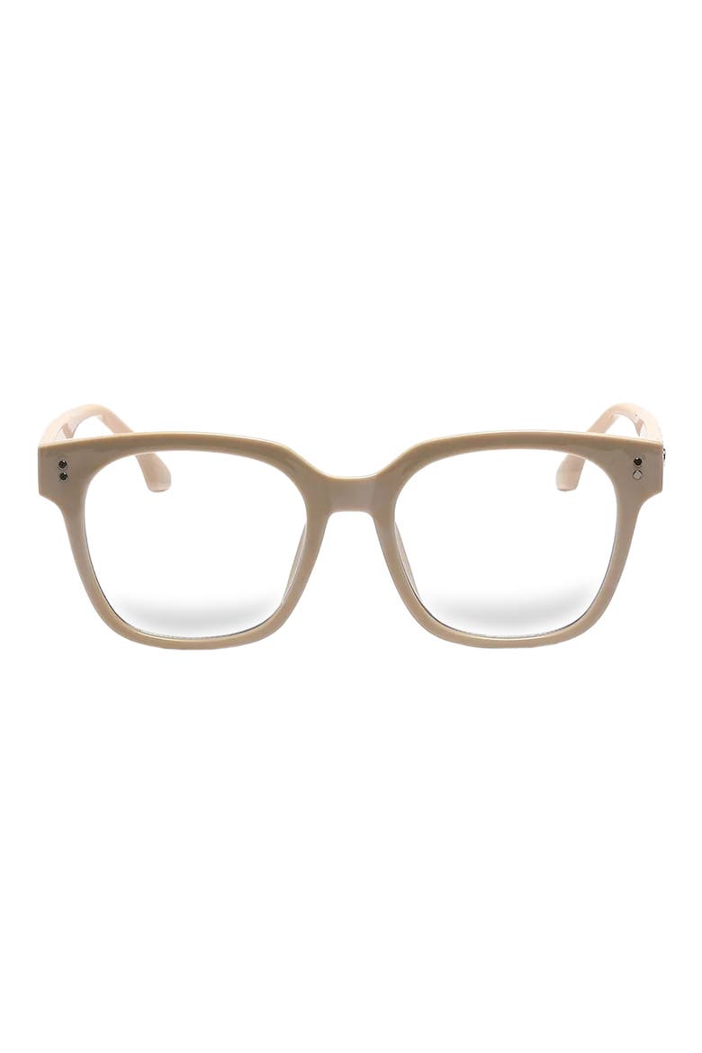 Sage 53mm Round Blue Light Blocking Glasses, Main, color, BEIGE/ CLEAR