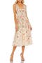 Deep V neck Embroidered Tea Length Dress