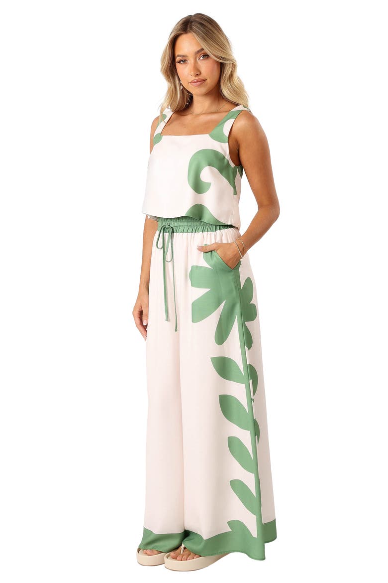 Timothy Linen Blend Square Neck Top & Wide Leg Pants, Alternate, color, BEIGE GREEN