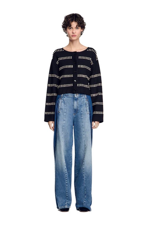 Sandro Embellished Cardigan In Black
