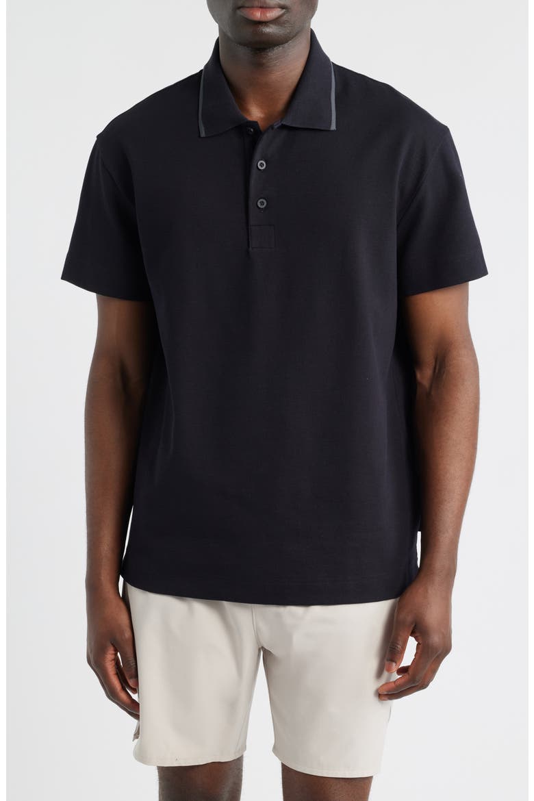 Courtside Tipped Piqué Polo, Main, color, BLACK/ ECLIPSE