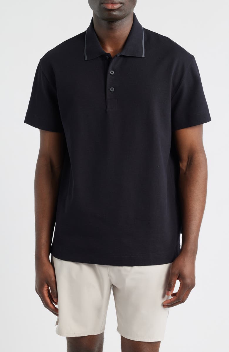 On Courtside Tipped Piqué Polo, Main, color, Black/ Eclipse