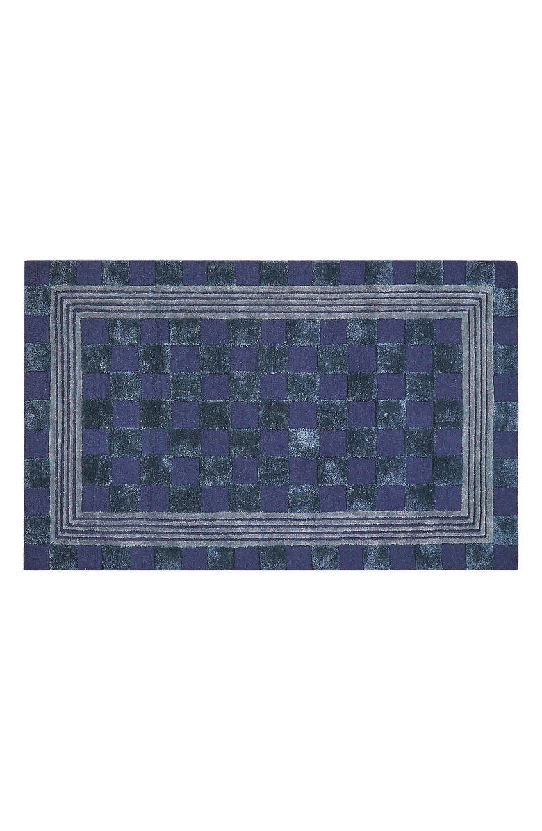 MACKENZIE CHILDS Indigo Blue Tonal Check Rug, Main, color, Indigo