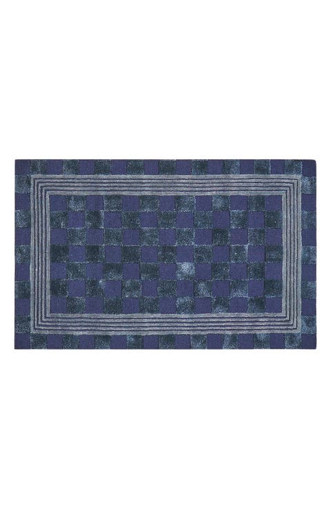 Indigo Blue Tonal Check Rug