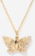Little Sky Stone Textured Butterfly Pendant Necklace