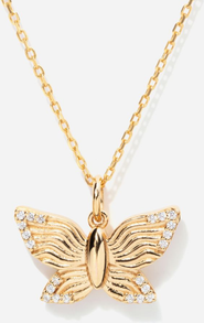 Little Sky Stone Textured Butterfly Pendant Necklace