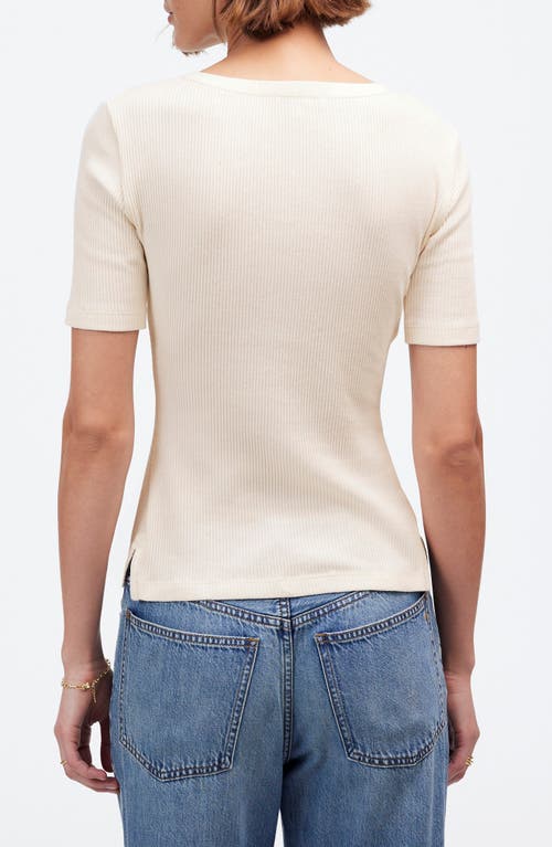 Madewell Rib Lace-up Short-sleeve T-shirt In Vintage Ivory