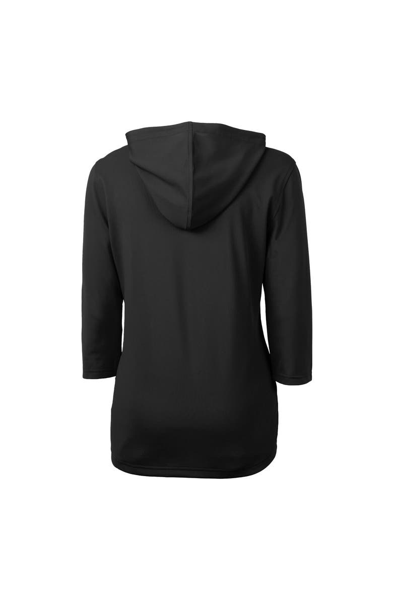 Cutter & Buck Women's Cutter & Buck  Black Carolina Panthers Helmet Logo DryTec Virtue Eco Pique Recycled 3/4-Sleeve Half-Zip Pullover Hoodie, Alternate, color, 