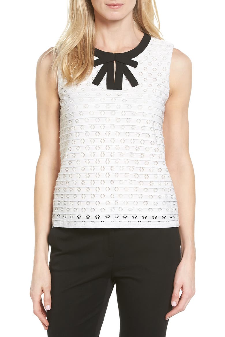 Bow Front Jacquard Knit Top, Main, color, NEW IVORY