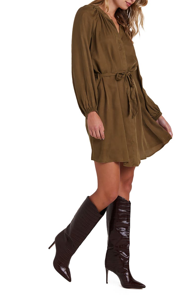 Bella Dahl Long Sleeve Belted Satin Shirtdress, Alternate, color, 