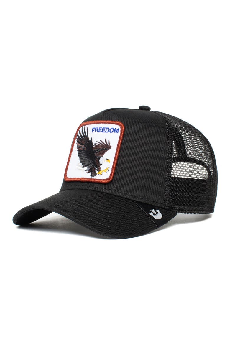 The Freedom Eagle Trucker Hat, Main, color, BLACK