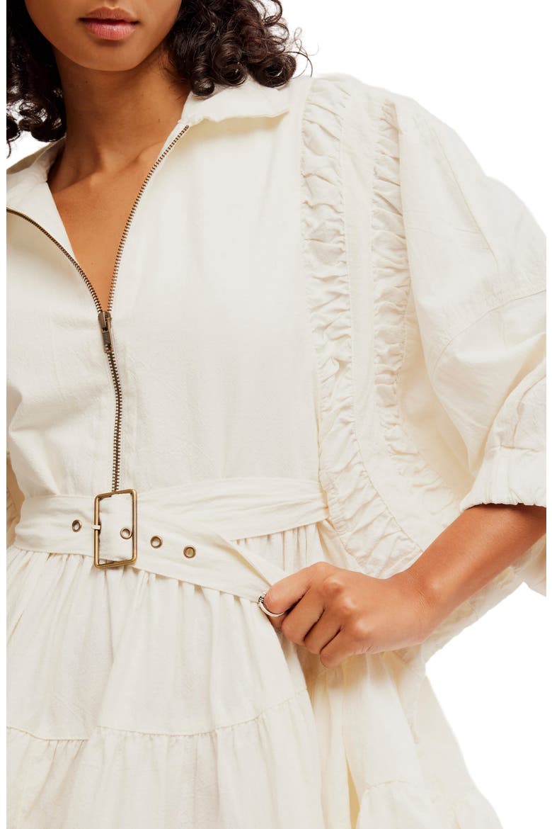 Hampton Ruffle Belted Cotton Minidress, Alternate, color, IVORY