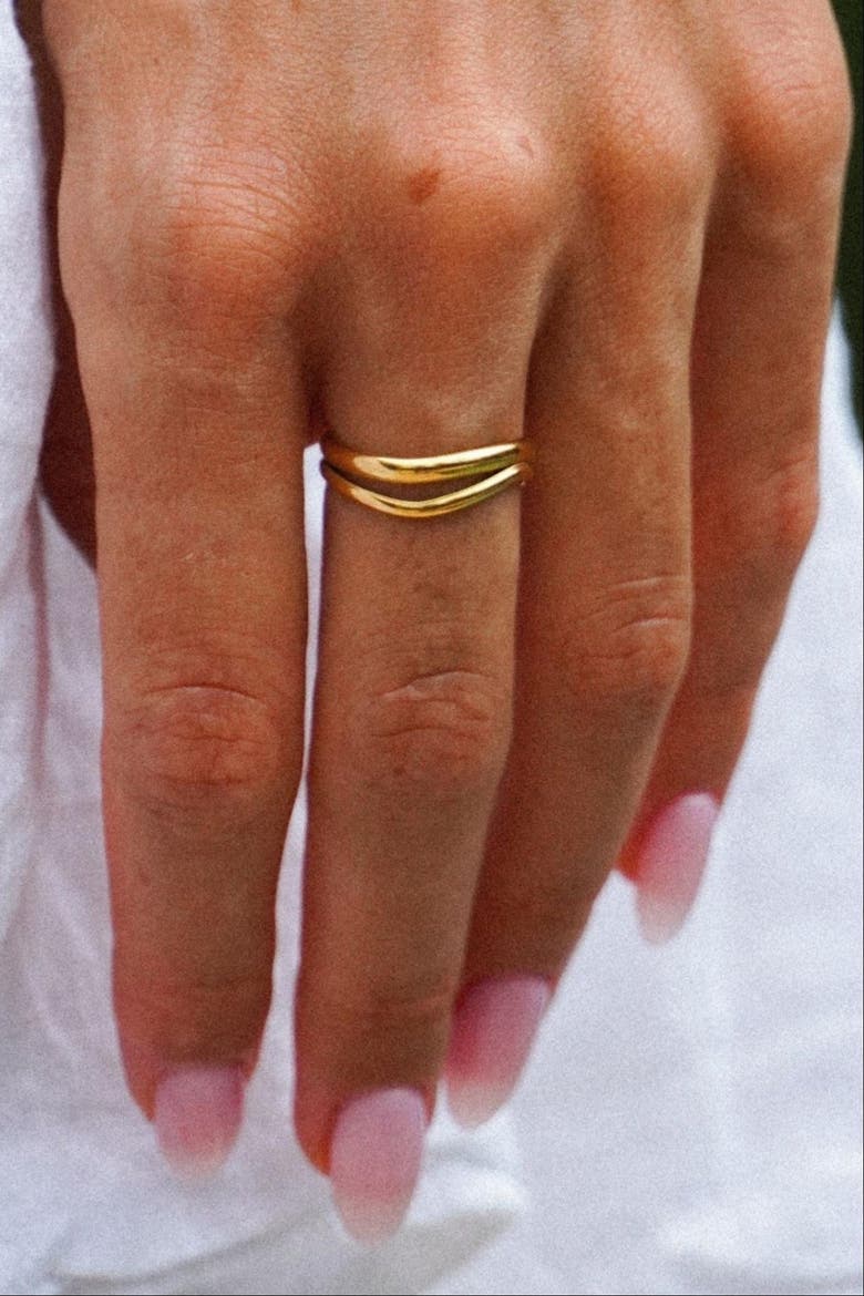 Breeze Double Ring, Alternate, color, Gold