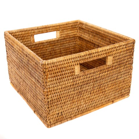 Artifacts Rattan Square Storage Basket With Handles
