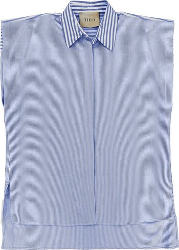 Echo Back Button Sleeveless Shirt
